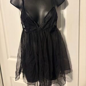 Victoria's Secret Black Sheer Lace Chemise